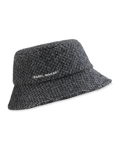 Shop Isabel Marant Denji Wool-blend Bucket Hat In Anthracite