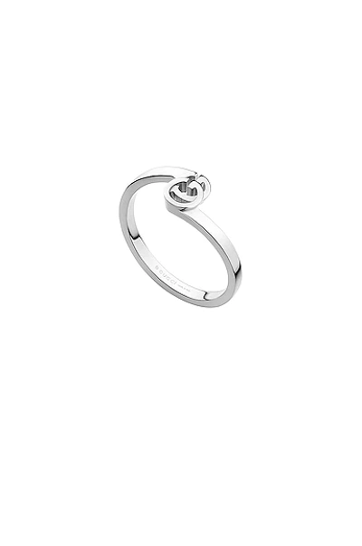 Shop Gucci Running R Stacking Ring In White Gold