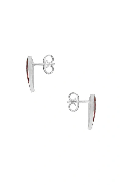 Shop Gucci Xs Heart Earrings In Silver & Red