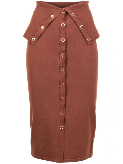 Shop Dion Lee Hosiery Placked Midi Skirt In Brown