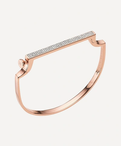 Shop Monica Vinader Rose Gold Plated Vermeil Silver Signature Small Thin Diamond Bangle