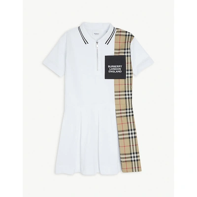 Shop Burberry Serena Logo-print Cotton Dress 3-14 Years In White