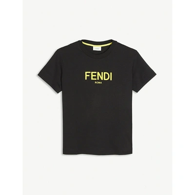 Shop Fendi Logo-print Cotton T-shirt 4-14 Years In Black