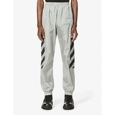 Shop Off-white Diagonal-print Relaxed-fit Shell Jogging Bottoms In Limestons Black