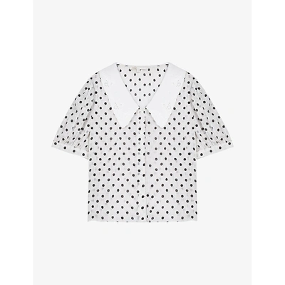 Shop Maje Womens White Coiso Polka Dot-print Crepe Top 10