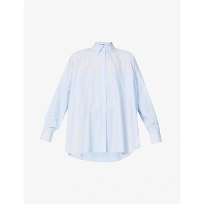 Shop Loewe Womens White/blue Striped Oversized Cotton-poplin Shirt 8