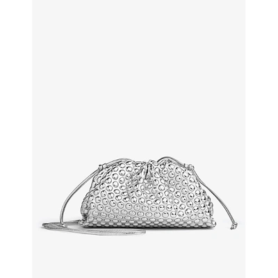 Bottega Veneta Womens Silver The Pouch Bubble Mini Woven Clutch Bag