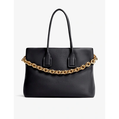 Shop Bottega Veneta Womens Black-gold Chain Embellished Leather Tote Bag