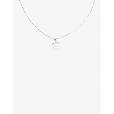 Shop By Nouck Womens White Flower 16ct Yellow Gold-plated Brass And Pearl Pendant Choker Necklace