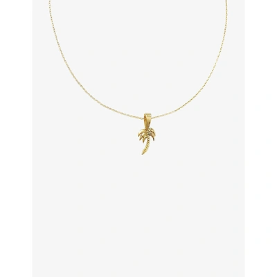 Shop By Nouck Palmtree 16ct Yellow Gold-plated Nickel And Brass Pendant Choker Necklace