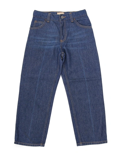 Shop Gucci Kids X Freya Hartas Embroidered Jeans In Blue