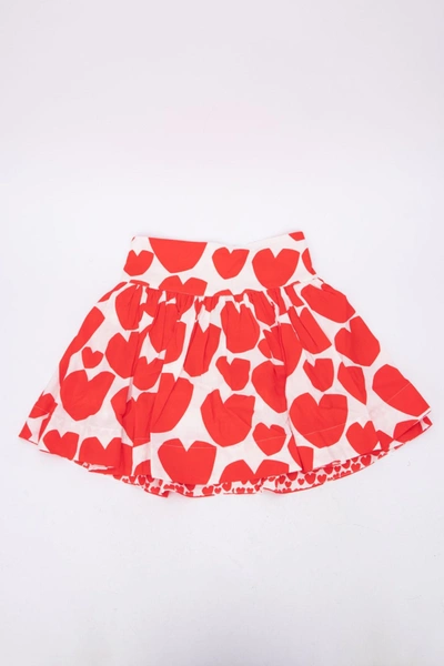 Shop Stella Mccartney Kids Hearts Print Pleated Skirt In Multi