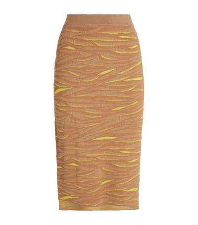 Shop Stella Mccartney Knitted Midi Skirt In Brown