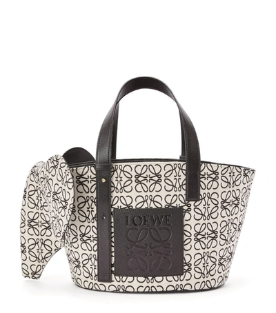 Shop Loewe Anagram Jacquard Elephant Basket Bag In Beige