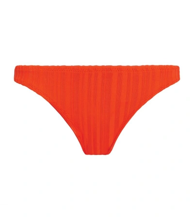 Shop Solid & Striped Ribbed Eva Bikini Bottoms In Red