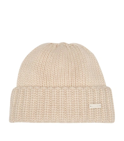 Shop Saint Laurent Cashmere Knitted Beanie In White