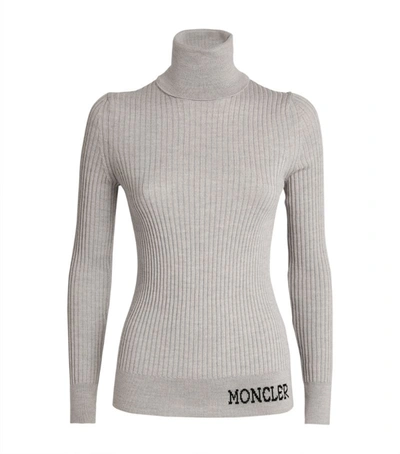 Shop Moncler Ribbed Rollneck Sweater In Grey