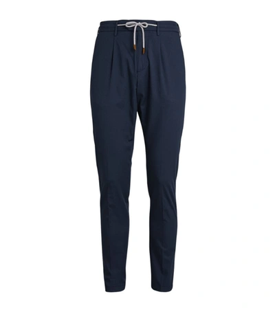 Shop Eleventy Tapered Drawstring Trousers In Blue