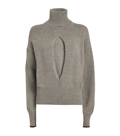 Shop Victoria Beckham Split-front Rollneck Sweater In Grey