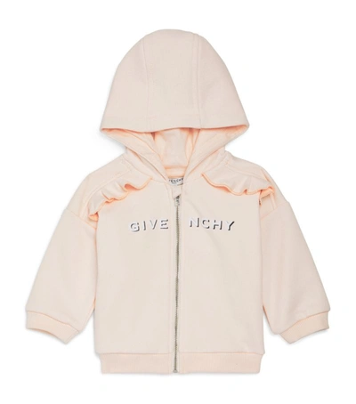 Shop Givenchy Kids Ruffle-detail Logo Hoodie (6-36 Months) In Pink