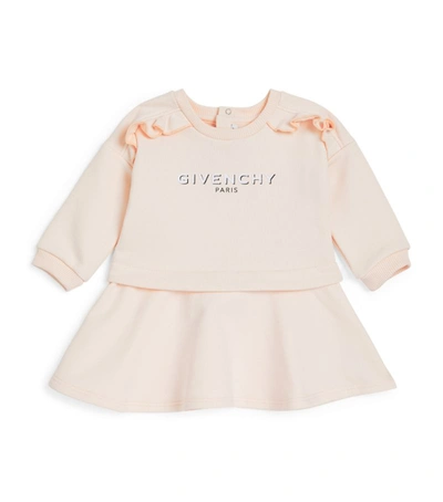 Shop Givenchy Kids Ruffle-detail Logo Sweatshirt Dress (6-36 Month) In Pink