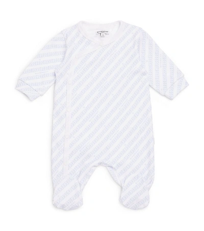 Shop Givenchy Kids Cotton Chain Print All-in-one (3-18 Months) In Blue