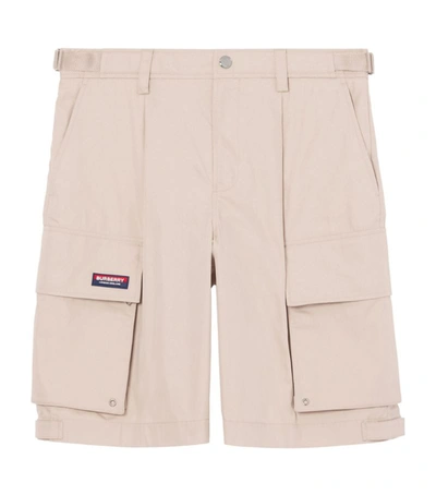 Shop Burberry Cotton-blend Cargo Shorts In Neutrals