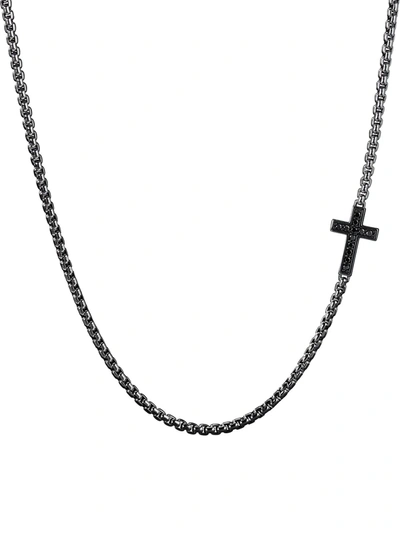 David Yurman Sideways Cross Station Necklace In Silver
