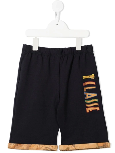 Alviero Martini 1st Class Map-print Trim Shorts In Blue