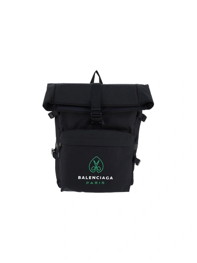 Shop Balenciaga Messenger Logo Printed Backpack In Black
