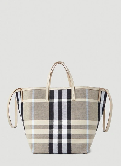 Shop Burberry Checked Tote Bag In Multi