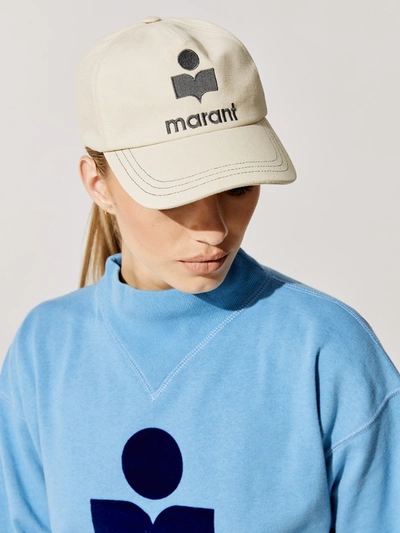 Isabel Marant Neutral Tyrony Logo Baseball Cap In Ecru