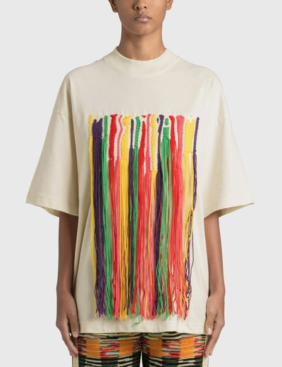 Shop Palm Angels X Missoni Embroidered Tassel T-shirt In White