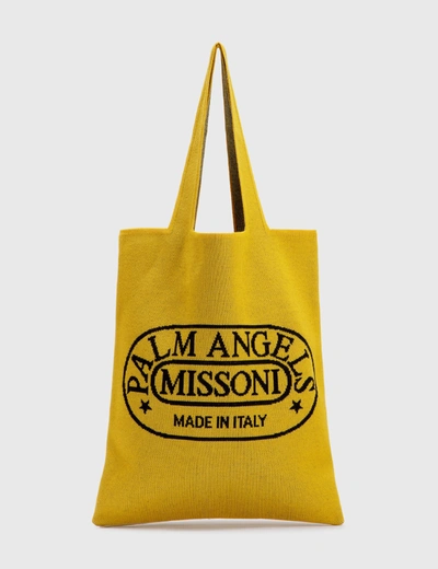 Shop Palm Angels X Missoni Knit Shopper Bag In Yellow