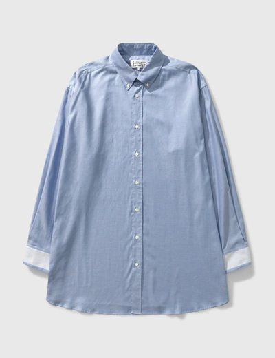 Shop Maison Margiela Décortiqué Organic Oxford Shirt In Blue