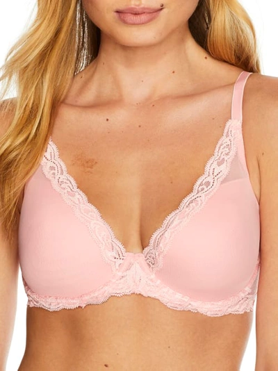 Shop Natori Feathers Plunge Bra In Pink Icing