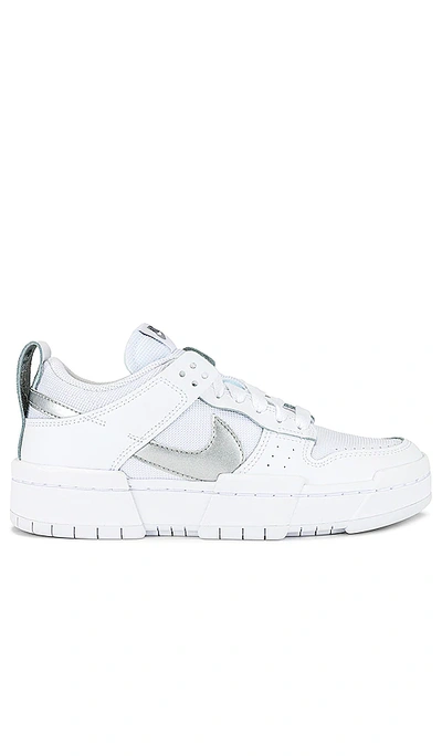 Shop Nike Dunk Low Disrupt Sneaker In White  Metallic Silver  & Black
