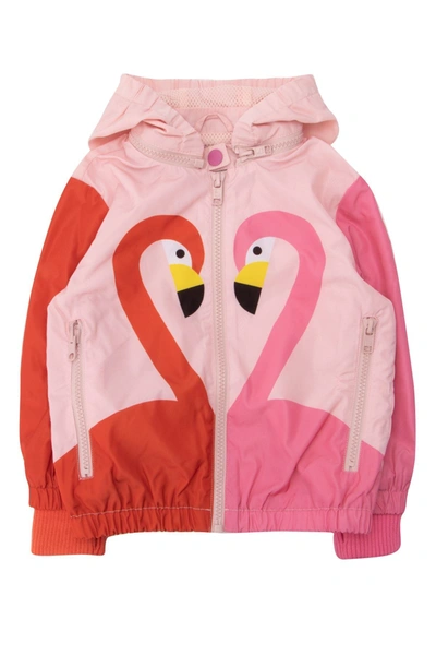 Shop Stella Mccartney Kids Flamingo Print Hooded Jacket In Pink
