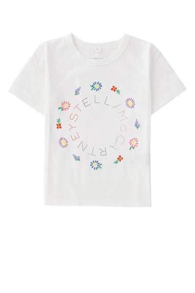 Shop Stella Mccartney Kids Flowers Logo Print T In White
