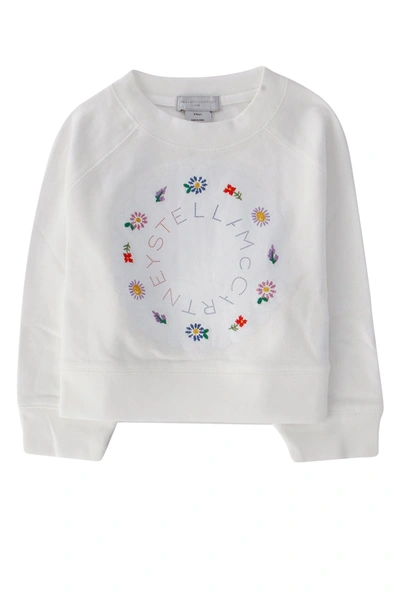 Shop Stella Mccartney Kids Logo Print Crewneck Sweatshirt In White