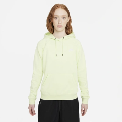 Shop Nike Sportswear Essential Women's Fleece Pullover Hoodie In Lime Ice,white
