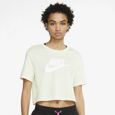 Shop Nike Sportswear Essential Women's Cropped T-shirt In Lime Ice,white