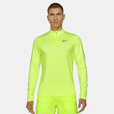 Shop Nike Dri-fit Element Men's 1/4-zip Running Top In Volt,white