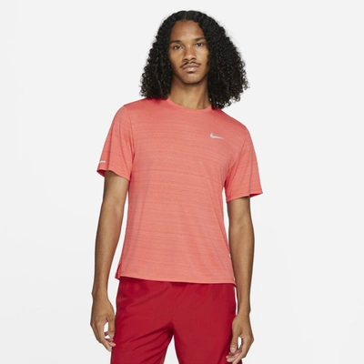 Shop Nike Men's Dri-fit Miler Running Top In Orange