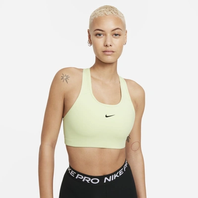 Shop Nike Women's Swoosh Medium-support 1-piece Pad Sports Bra In Green