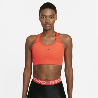 Shop Nike Women's Swoosh Medium-support 1-piece Pad Sports Bra In Red