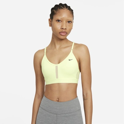 Shop Nike Women's Indy Light-support Padded V-neck Sports Bra In Green