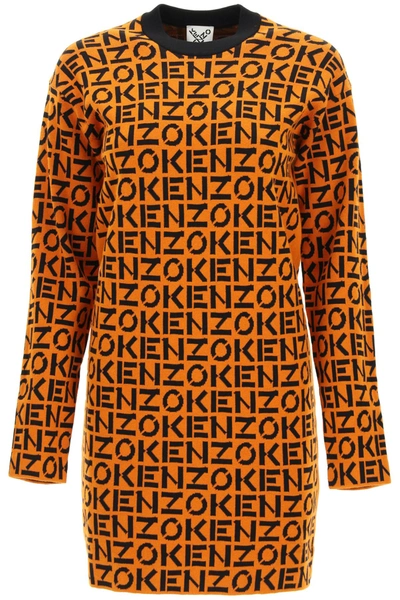 Shop Kenzo Sport Monogram Mini Dress In Mixed Colours