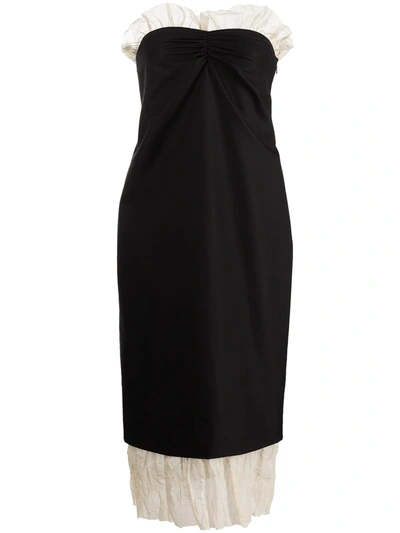 Shop Khaite Irene Tulle-trim Off-shoulder Dress In Black