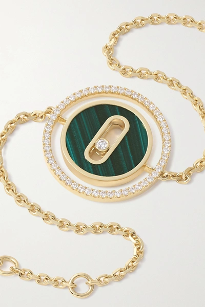 Shop Messika Lucky Move 18-karat Gold, Malachite And Diamond Bracelet